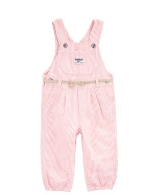 OshKosh B'gosh - Pink Striped Kids Overalls with decorative ribbon belt